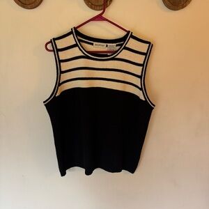 Vintage white stag Black and White Striped Sleeveless sweater Top size XL